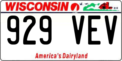 WI license plate 929VEV