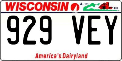 WI license plate 929VEY