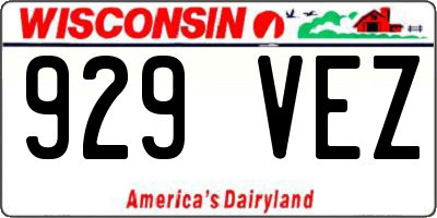 WI license plate 929VEZ
