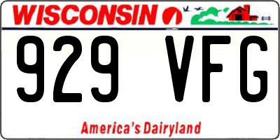 WI license plate 929VFG