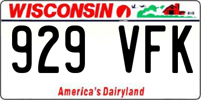 WI license plate 929VFK