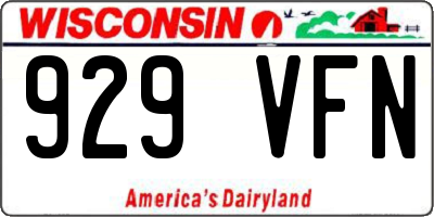 WI license plate 929VFN