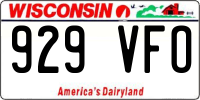 WI license plate 929VFO