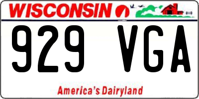 WI license plate 929VGA