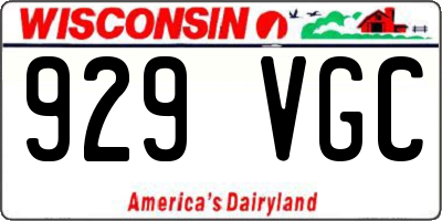 WI license plate 929VGC