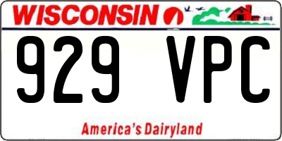 WI license plate 929VPC