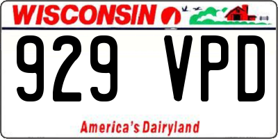 WI license plate 929VPD