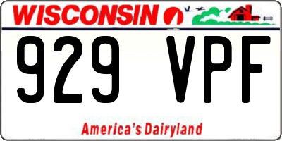 WI license plate 929VPF