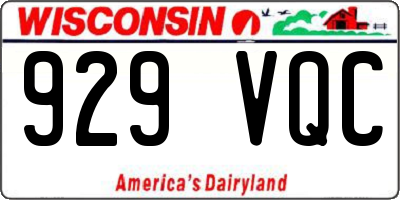 WI license plate 929VQC