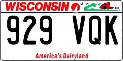 WI license plate 929VQK