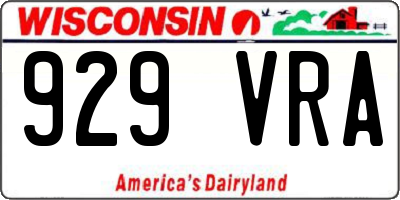 WI license plate 929VRA