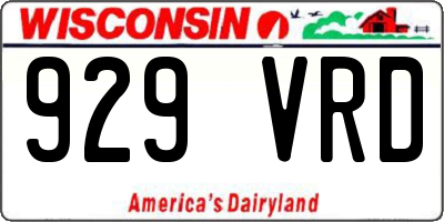 WI license plate 929VRD
