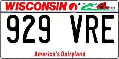 WI license plate 929VRE