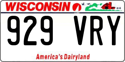 WI license plate 929VRY