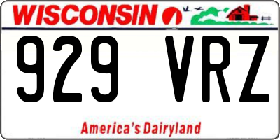WI license plate 929VRZ