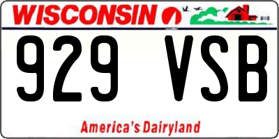 WI license plate 929VSB