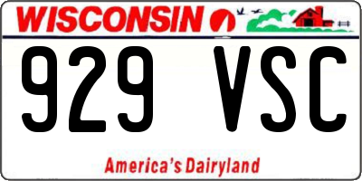 WI license plate 929VSC
