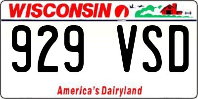 WI license plate 929VSD