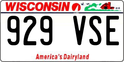 WI license plate 929VSE