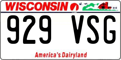 WI license plate 929VSG