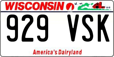 WI license plate 929VSK