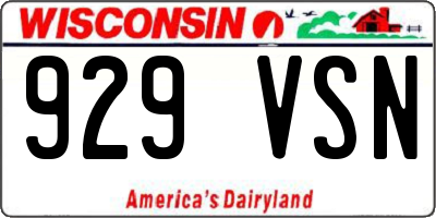 WI license plate 929VSN
