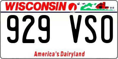 WI license plate 929VSO