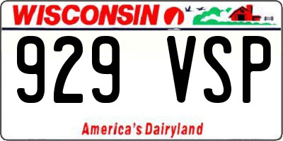 WI license plate 929VSP