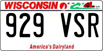 WI license plate 929VSR
