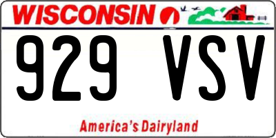 WI license plate 929VSV