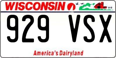 WI license plate 929VSX
