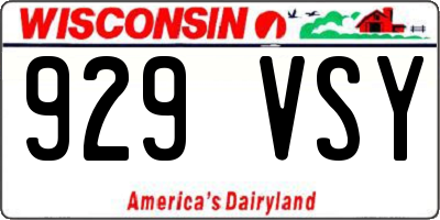 WI license plate 929VSY