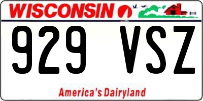 WI license plate 929VSZ