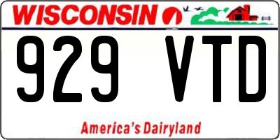 WI license plate 929VTD