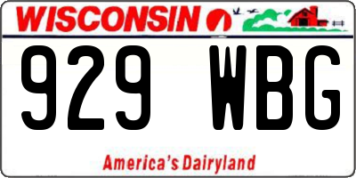 WI license plate 929WBG