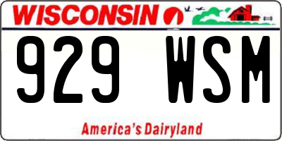 WI license plate 929WSM