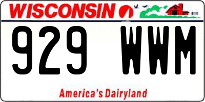 WI license plate 929WWM