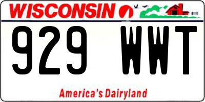 WI license plate 929WWT