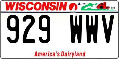 WI license plate 929WWV