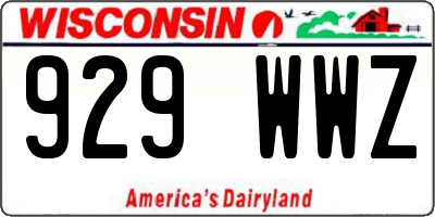 WI license plate 929WWZ