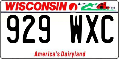 WI license plate 929WXC