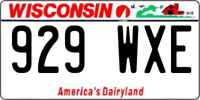 WI license plate 929WXE