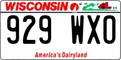 WI license plate 929WXO
