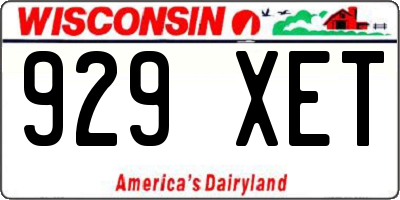 WI license plate 929XET