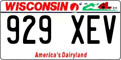 WI license plate 929XEV