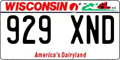 WI license plate 929XND