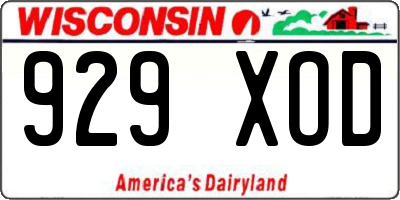 WI license plate 929XOD