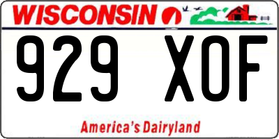 WI license plate 929XOF