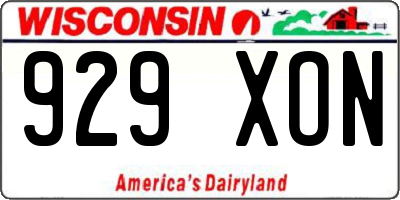 WI license plate 929XON