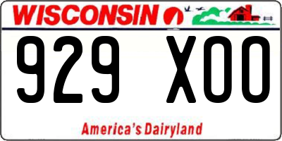 WI license plate 929XOO